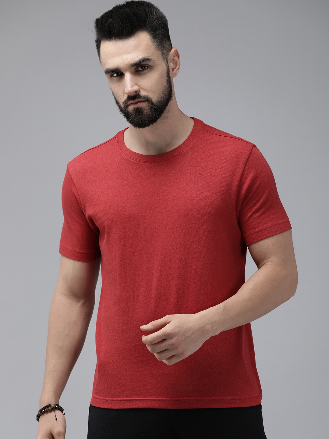 

Roadster Men Short Sleeve Round Neck T-shirt, Red