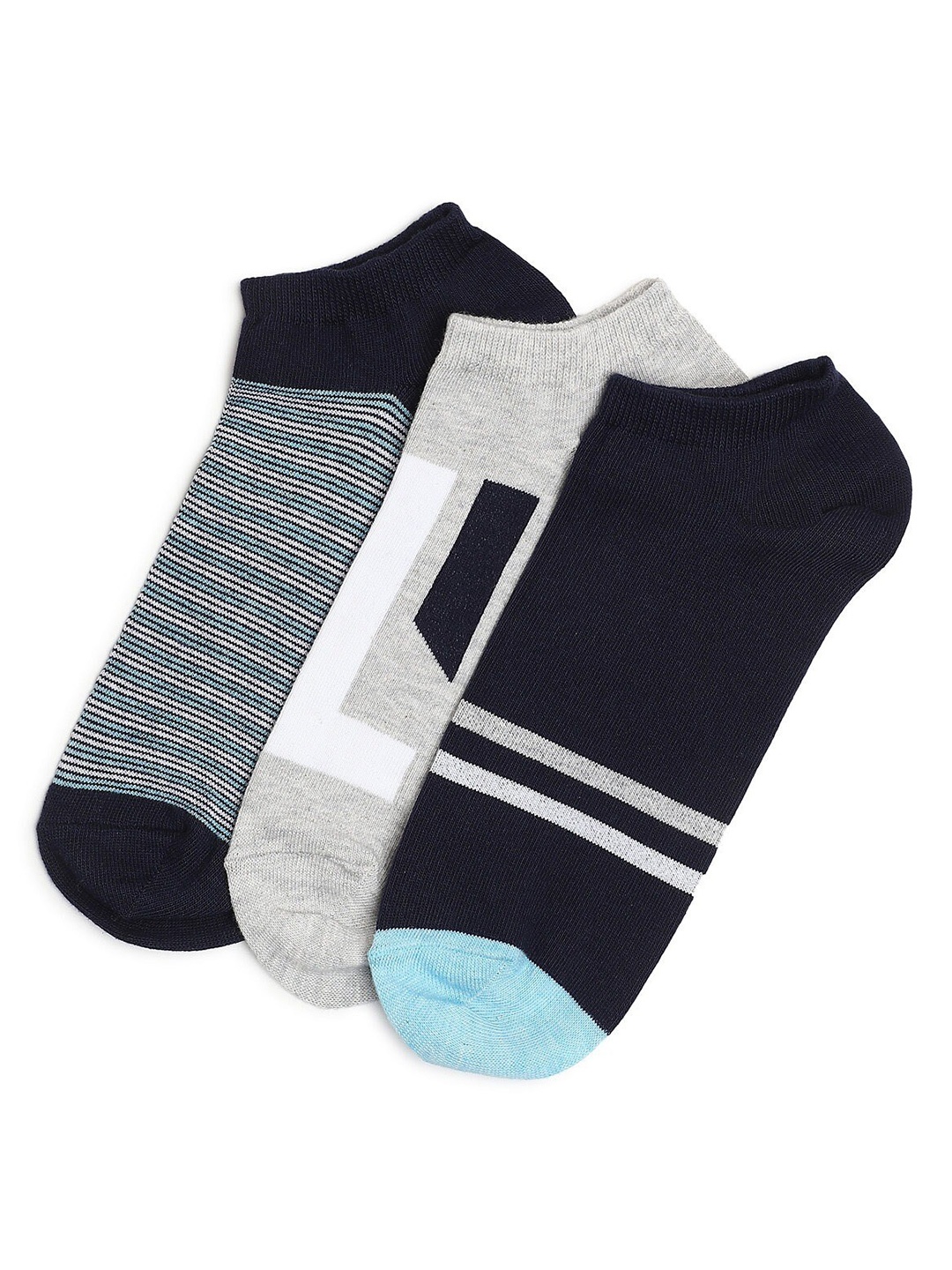 

Marks & Spencer Men Pack Of 3 Patterned Ankle-Length Socks, Navy blue
