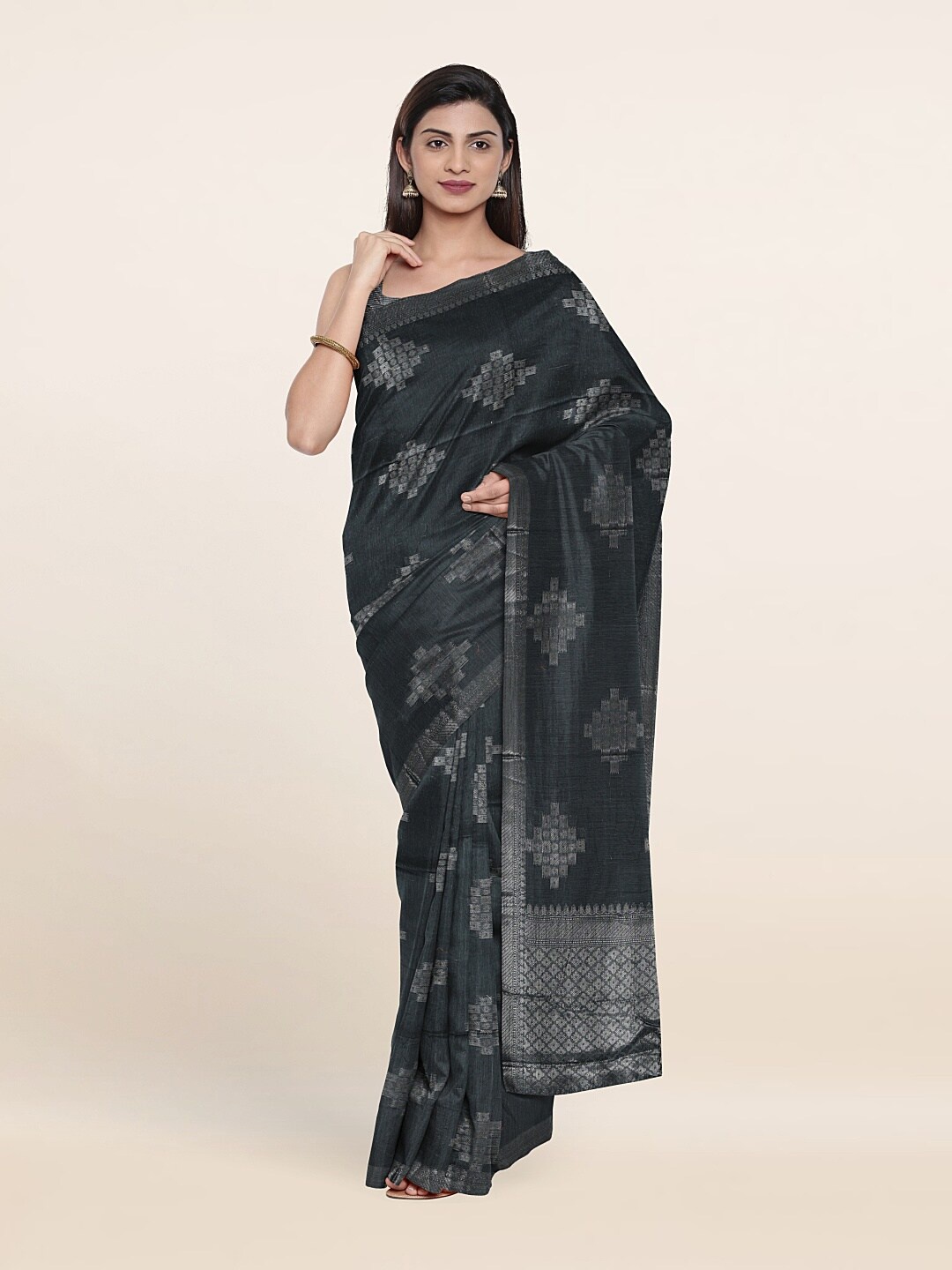 

Pothys Woven Design Zari Saree, Grey