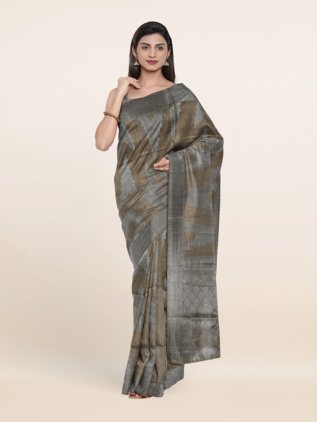 

Pothys Woven Design Zari Saree, Tan