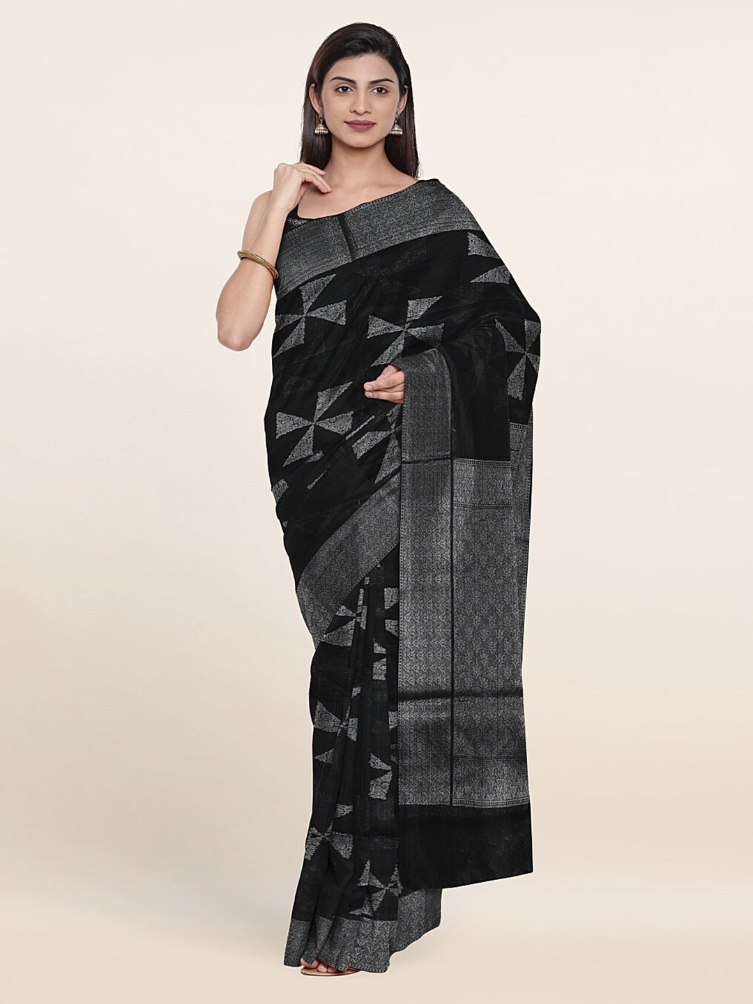 

Pothys Woven Design Zari Saree, Black