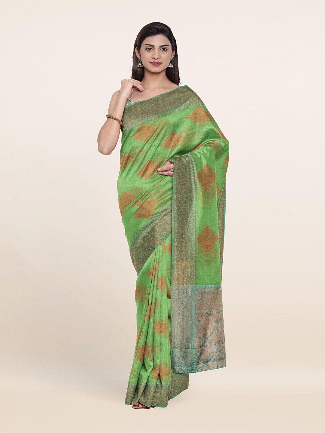 

Pothys Woven Design Zari Saree, Green