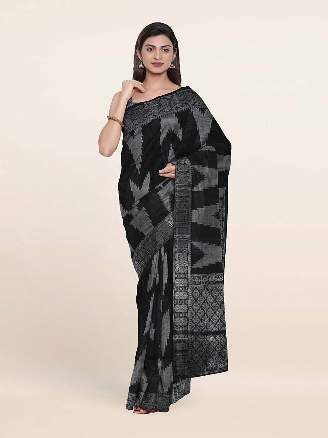 

Pothys Woven Design Zari Saree, Black
