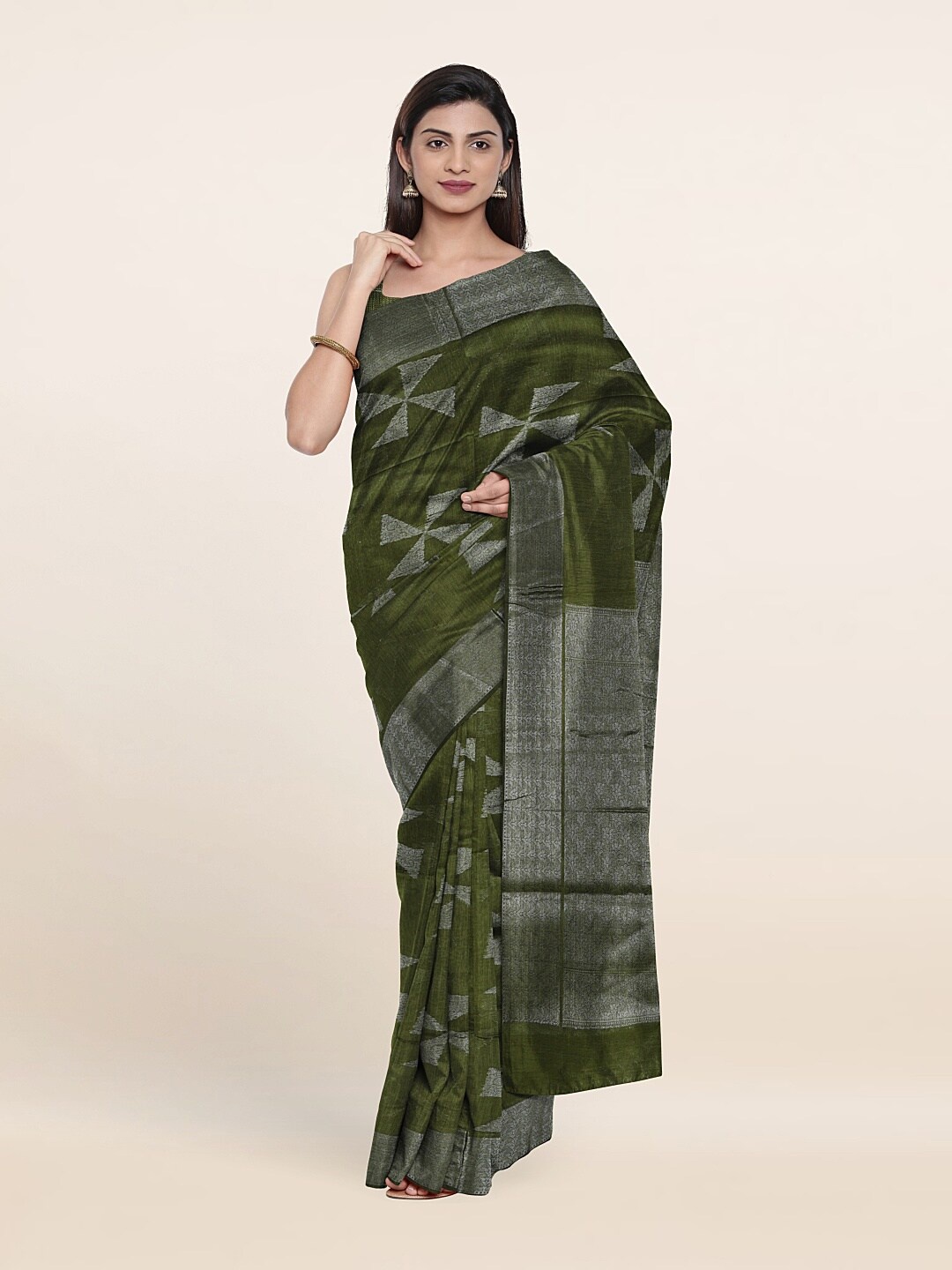 

Pothys Woven Design Zari Saree, Green