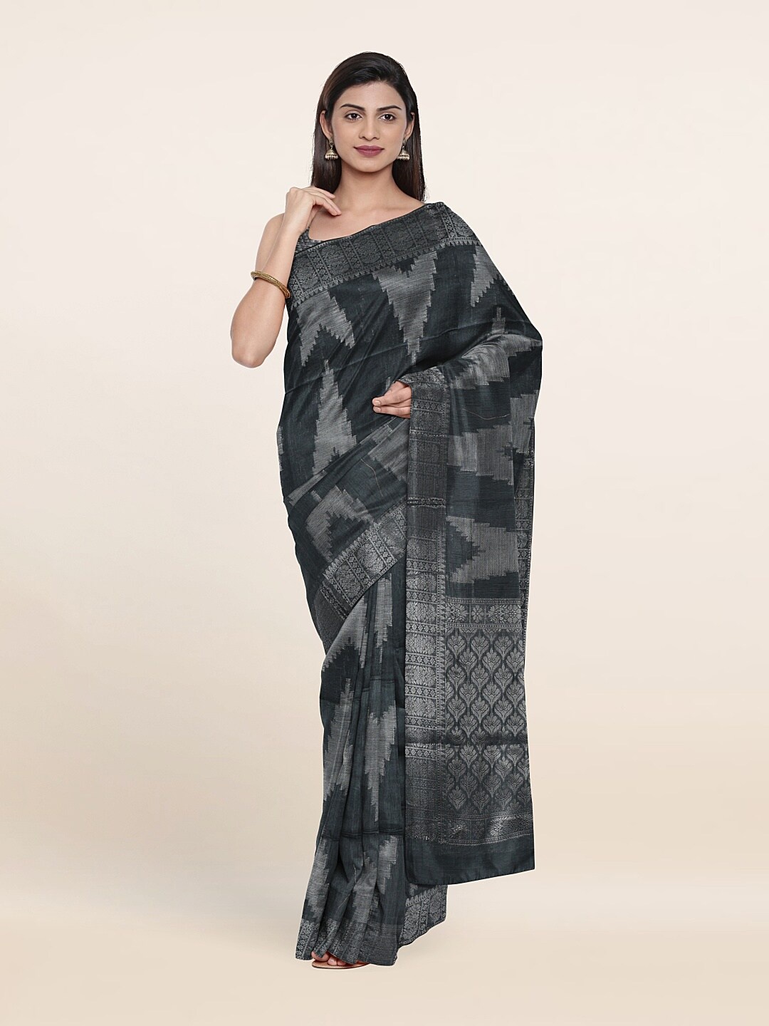

Pothys Woven Design Zari Saree, Grey