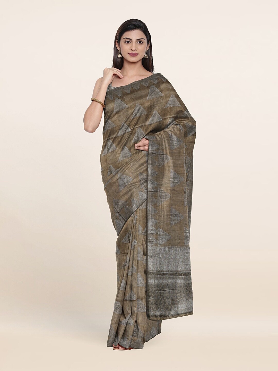 

Pothys Woven Design Zari Saree, Tan