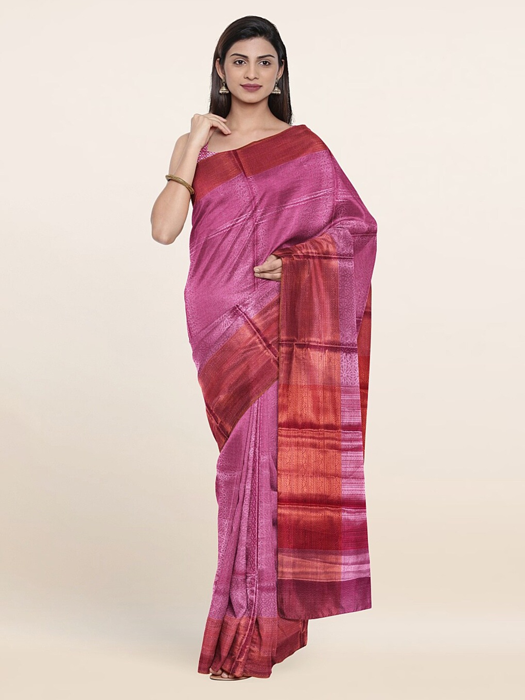 

Pothys Zari Brocade Saree, Pink