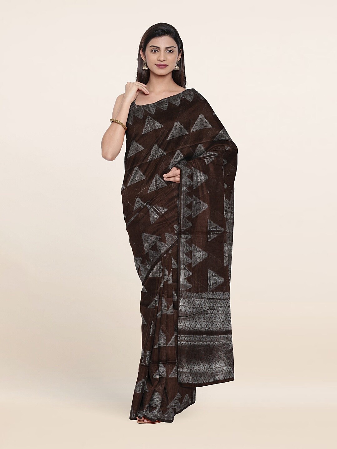 

Pothys Woven Design Zari Saree, Brown