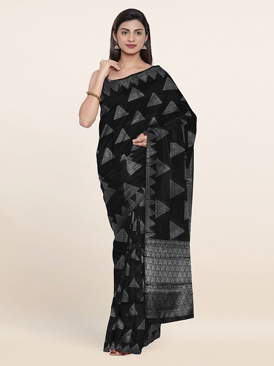 

Pothys Woven Design Zari Saree, Black