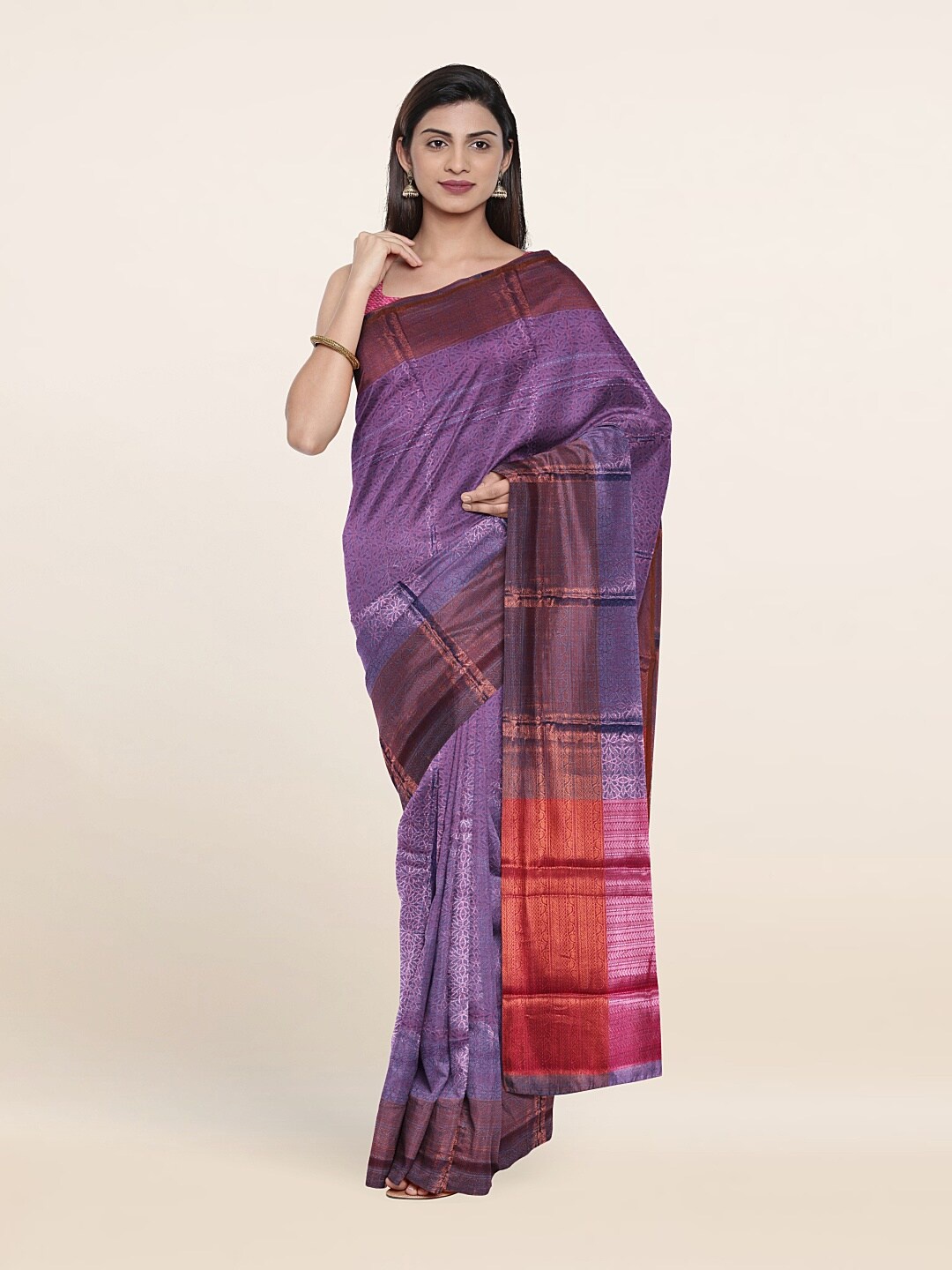 

Pothys Ethnic Motifs Zari Brocade Saree, Violet