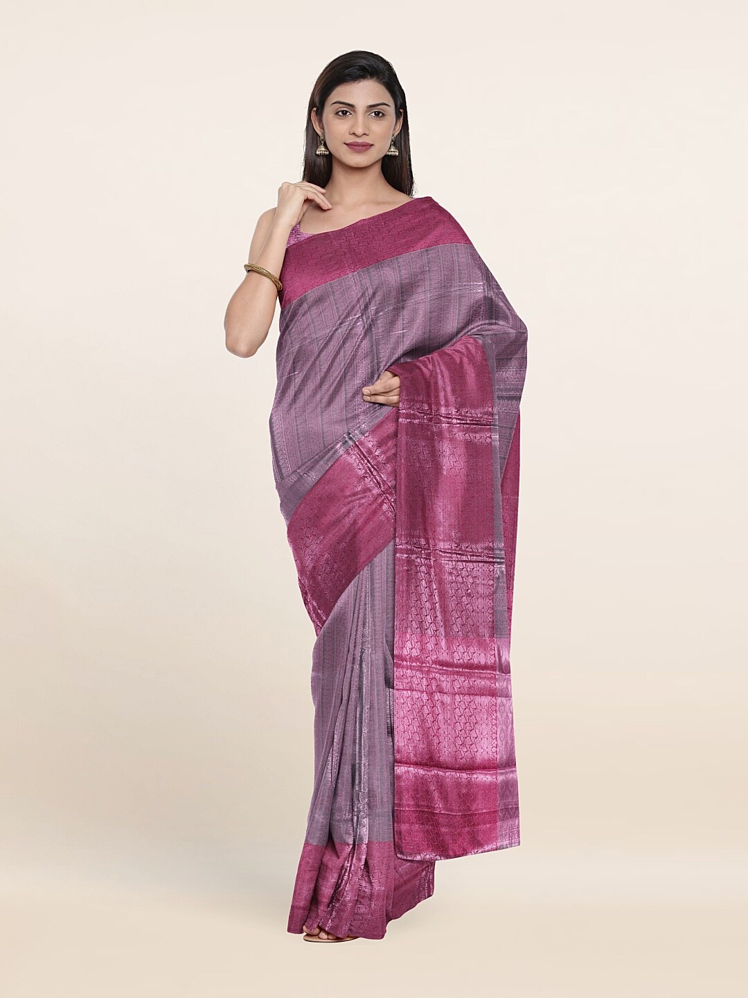 

Pothys Ethnic Motifs Zari Brocade Saree, Grey