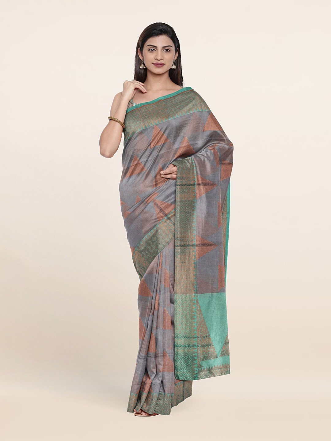 

Pothys Woven Design Zari Saree, Grey
