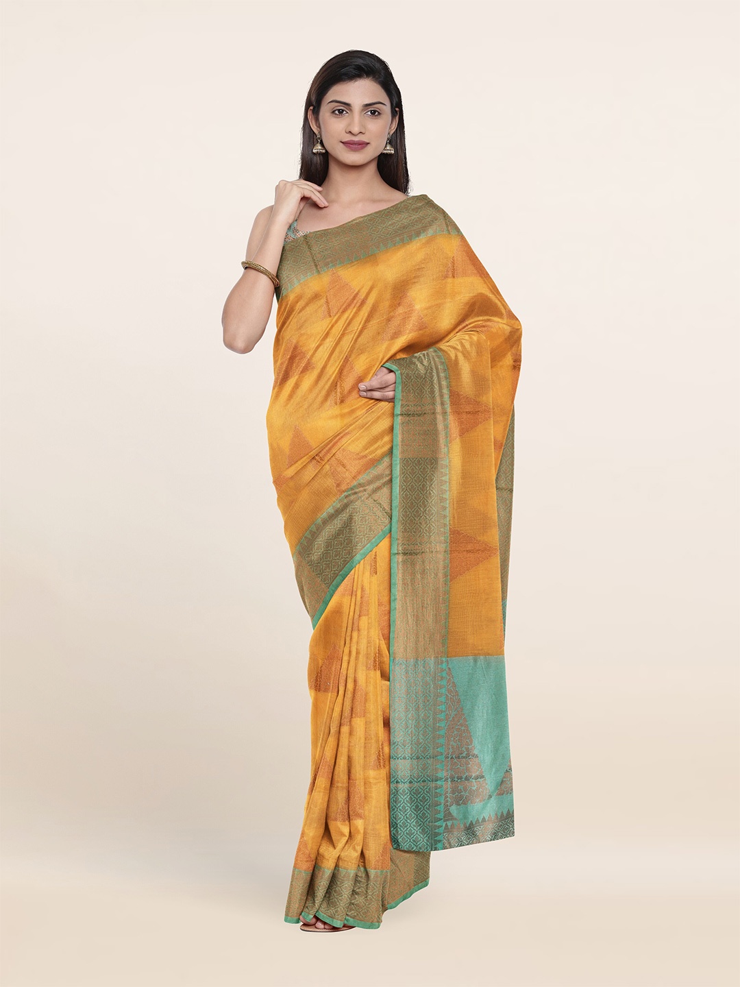 

Pothys Woven Design Zari Saree, Yellow