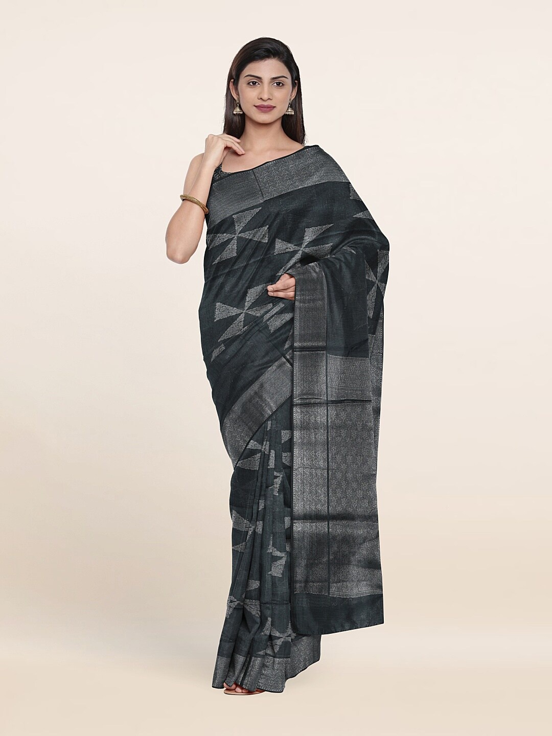 

Pothys Woven Design Zari Saree, Grey