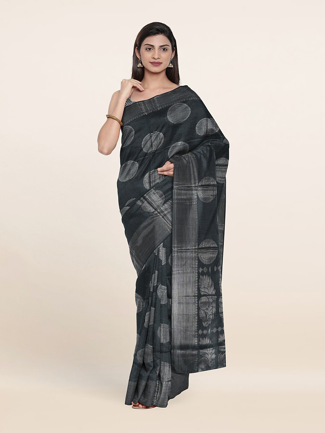 

Pothys Woven Design Zari Saree, Grey