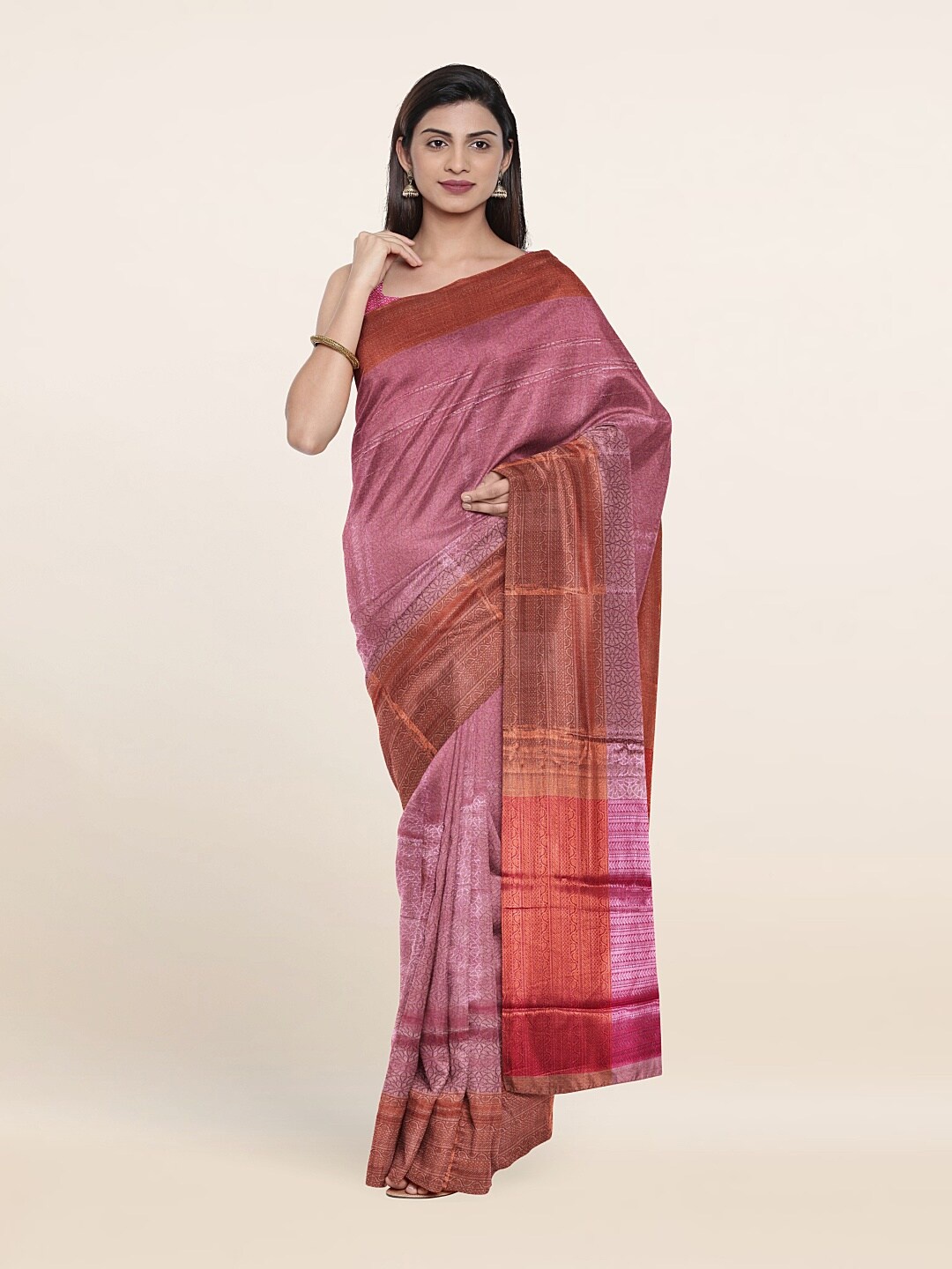 

Pothys Woven Design Zari Brocade Saree, Pink