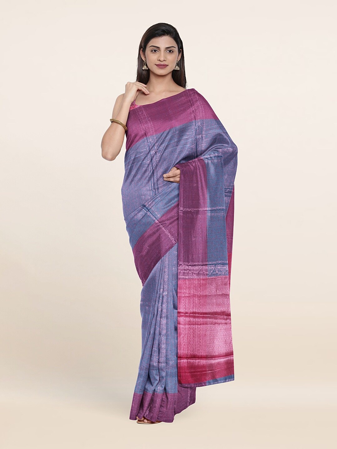 

Pothys Woven Design Zari Brocade Saree, Blue