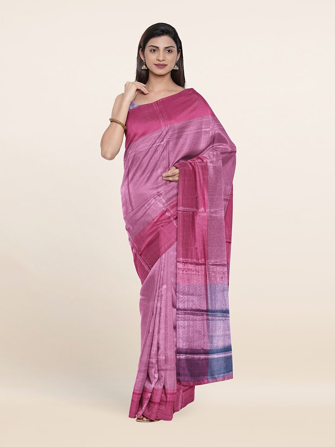 

Pothys Woven Design Zari Brocade Saree, Pink