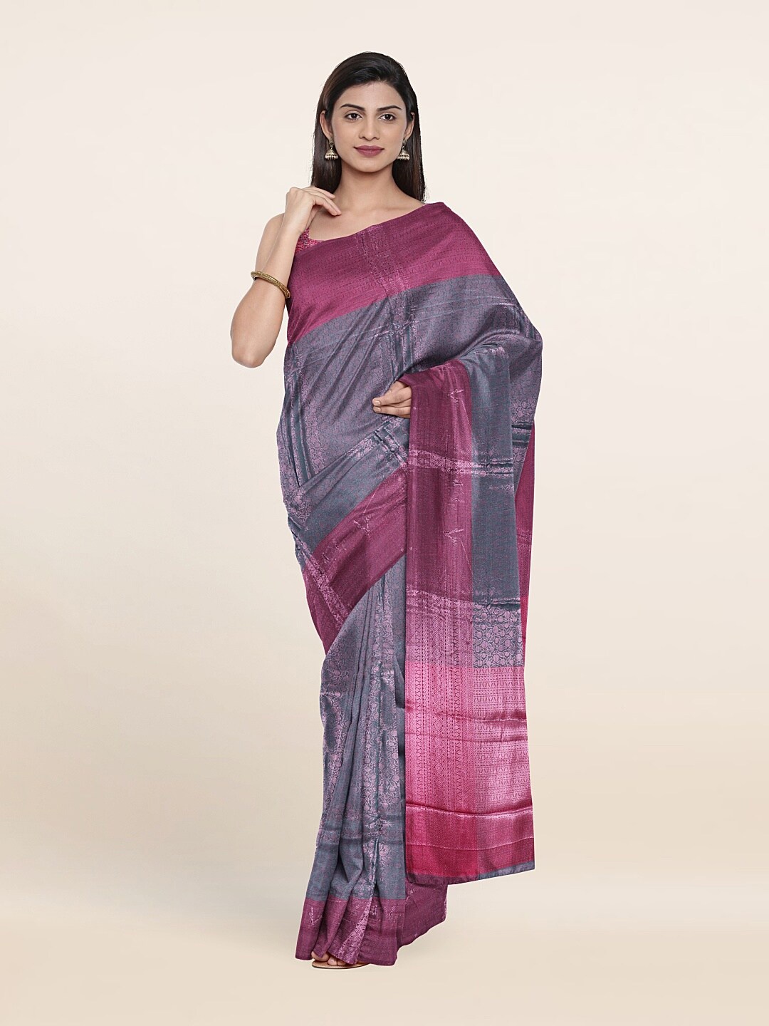 

Pothys Woven Design Zari Brocade Saree, Pink