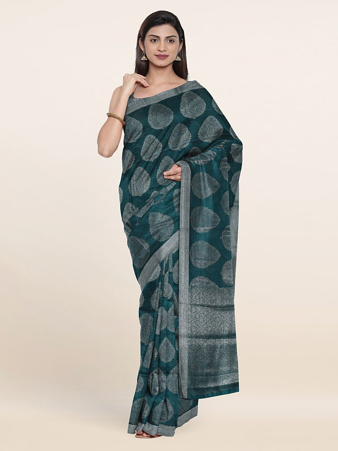 

Pothys Woven Design Zari Cotton Saree, Green