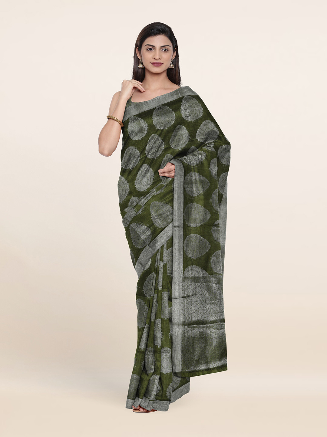 

Pothys Woven Design Zari Cotton Saree, Green