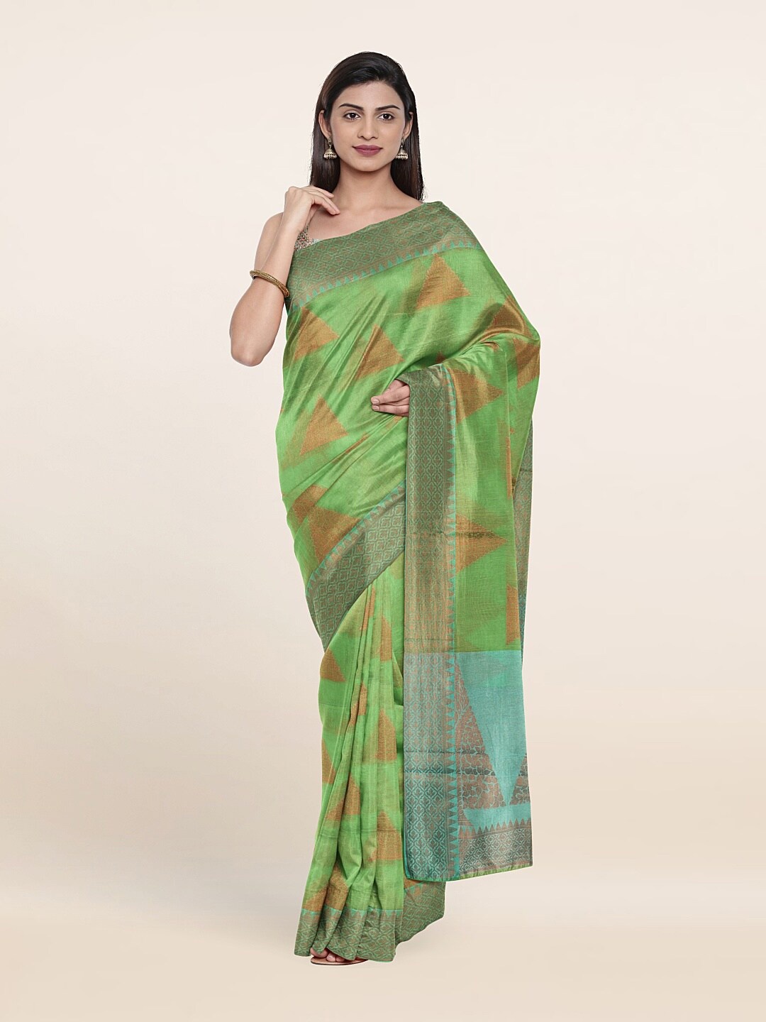 

Pothys Woven Design Zari Cotton Saree, Green