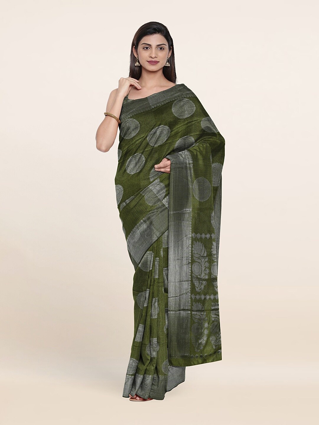 

Pothys Woven Design Zari Cotton Saree, Green