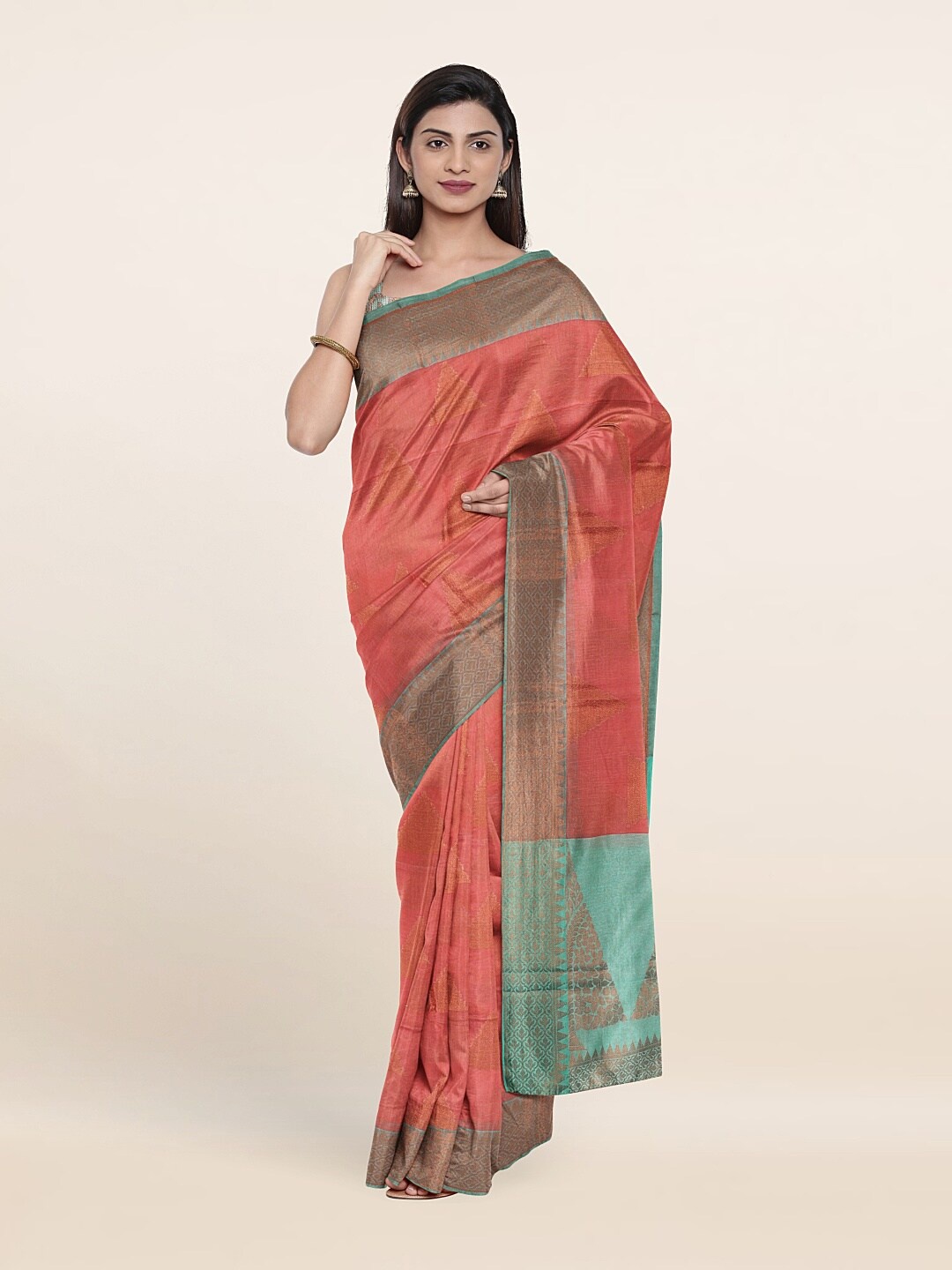 

Pothys Woven Design Zari Cotton Saree, Peach
