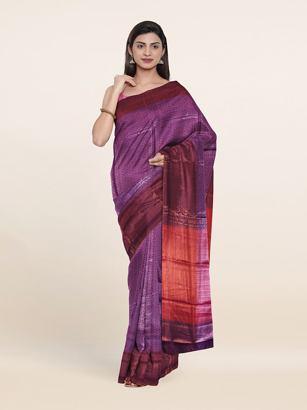 

Pothys Woven Design Zari Brocade Saree, Purple