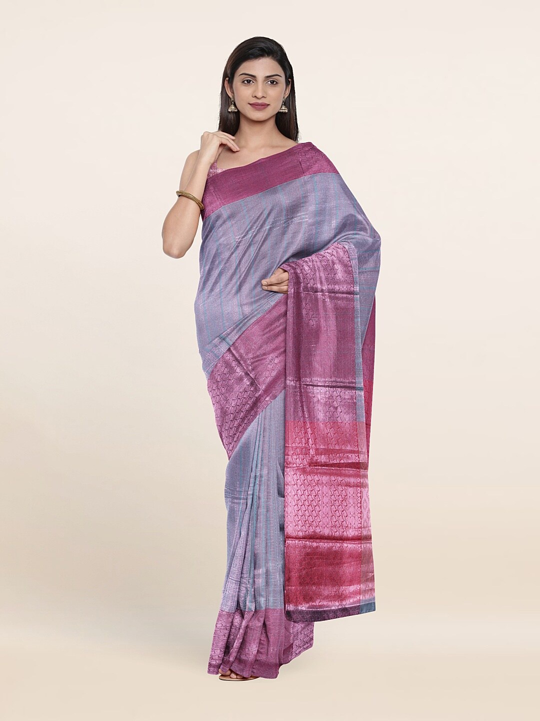 

Pothys Woven Design Zari Brocade Saree, Blue