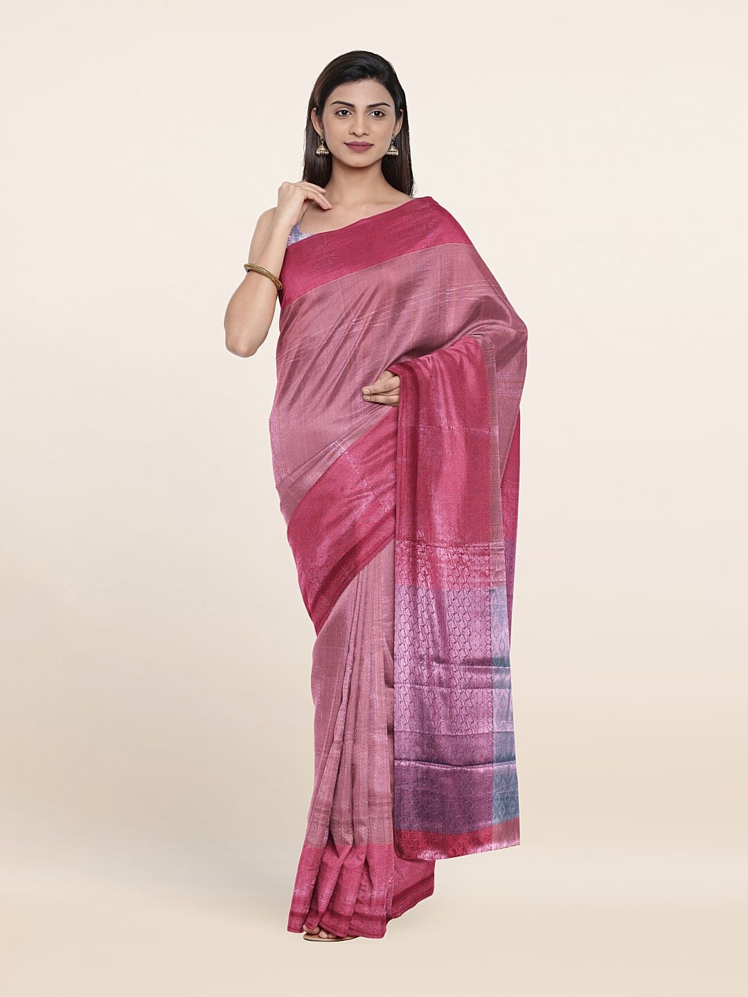 

Pothys Woven Design Zari Brocade Saree, Pink