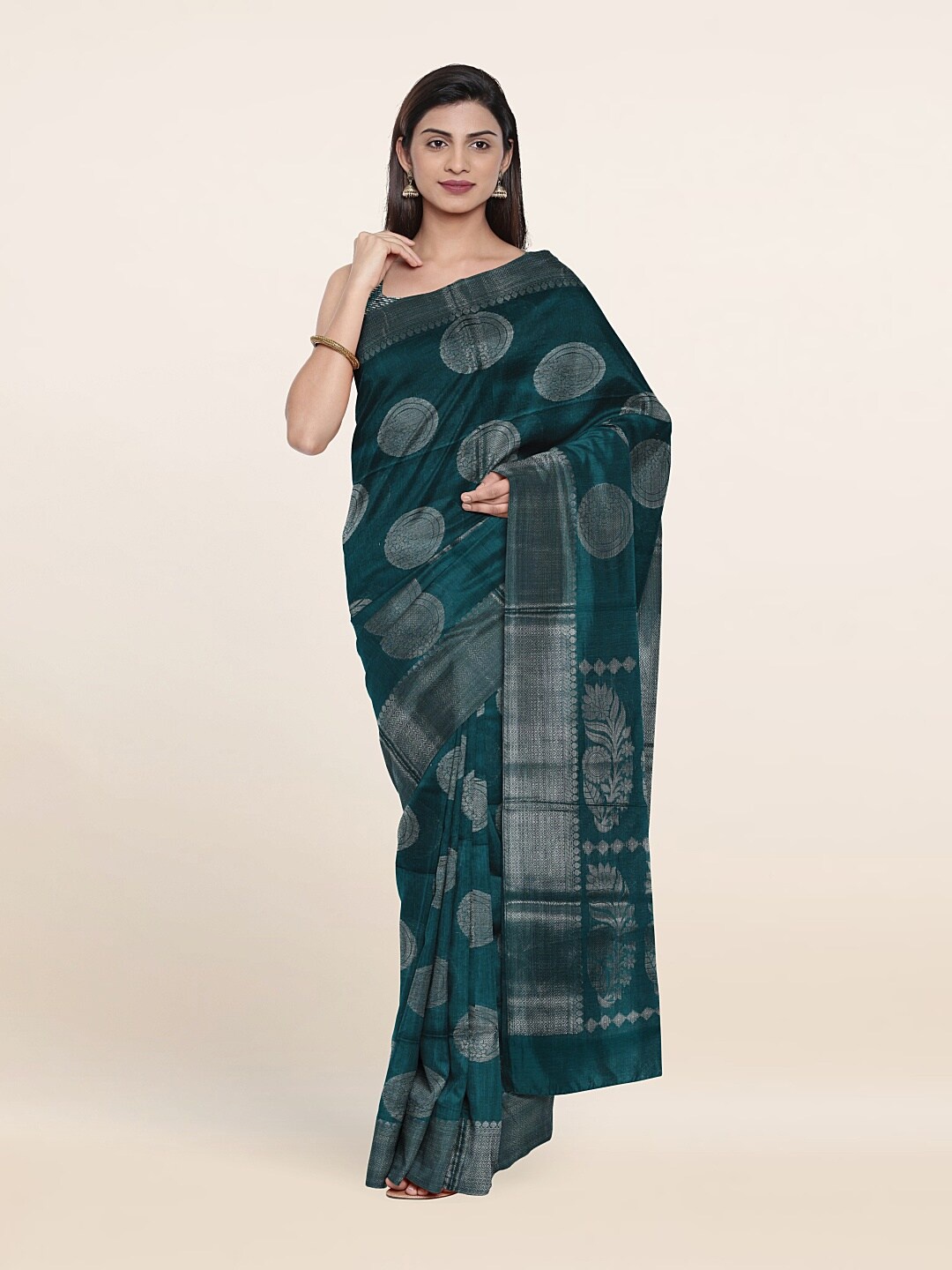 

Pothys Woven Design Zari Cotton Saree, Green