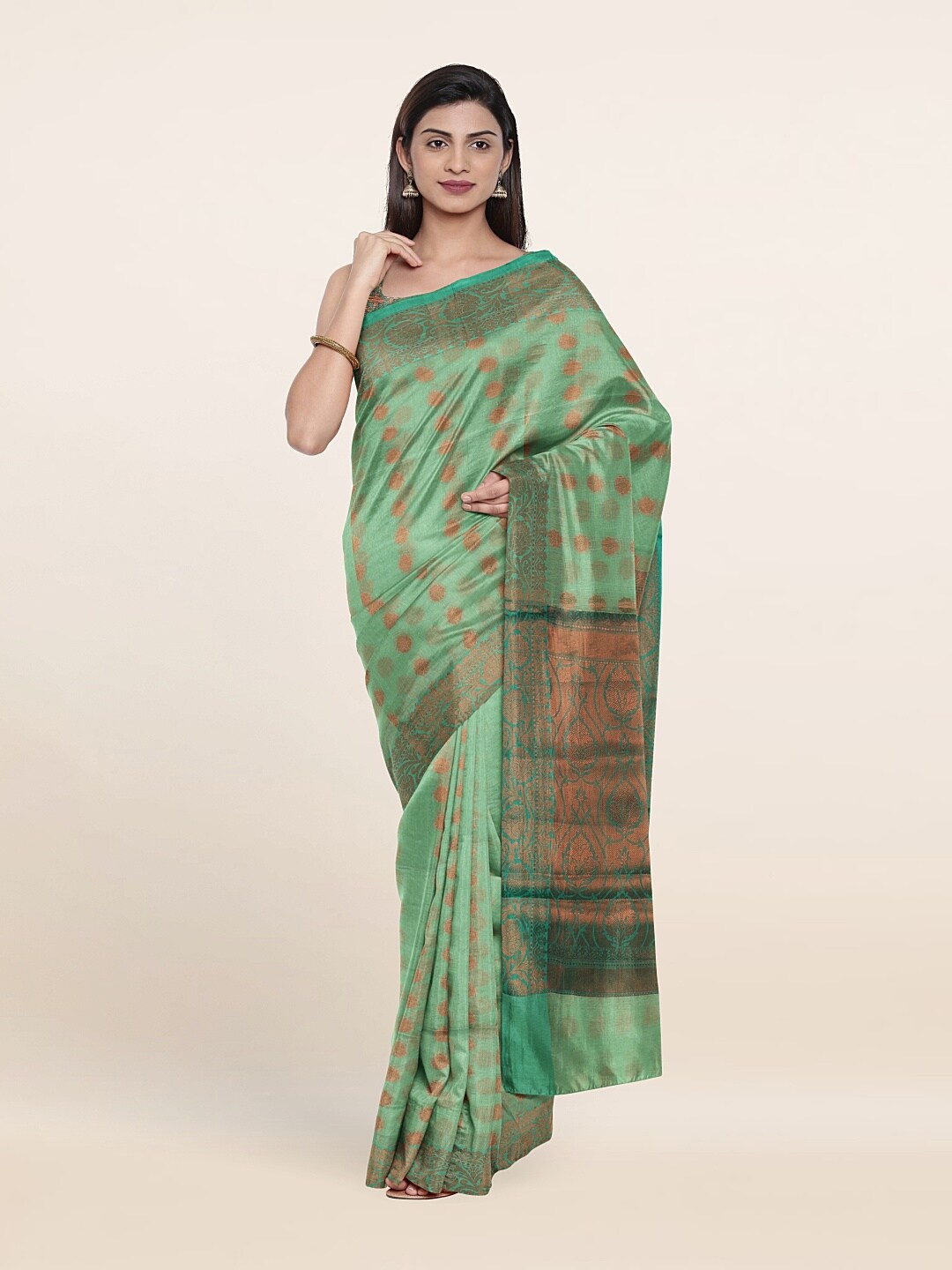 

Pothys Woven Design Zari Cotton Saree, Green