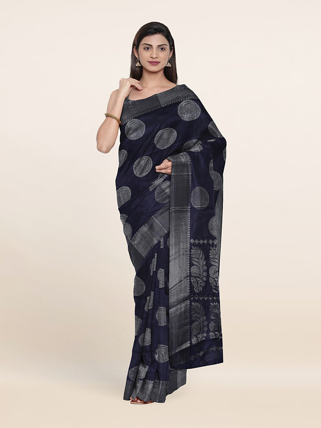 

Pothys Woven Design Zari Cotton Saree, Blue