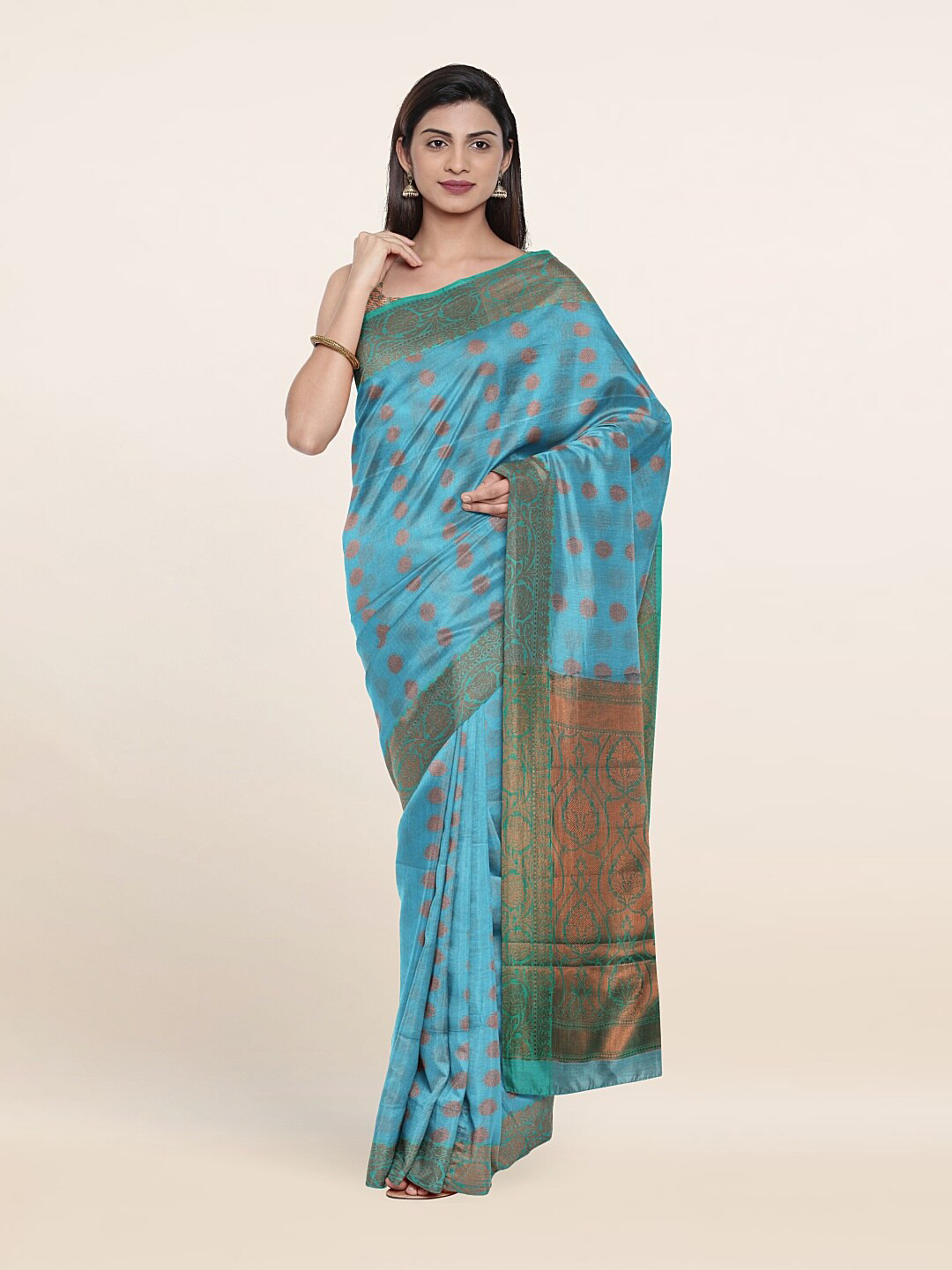 

Pothys Woven Design Zari Cotton Saree, Blue