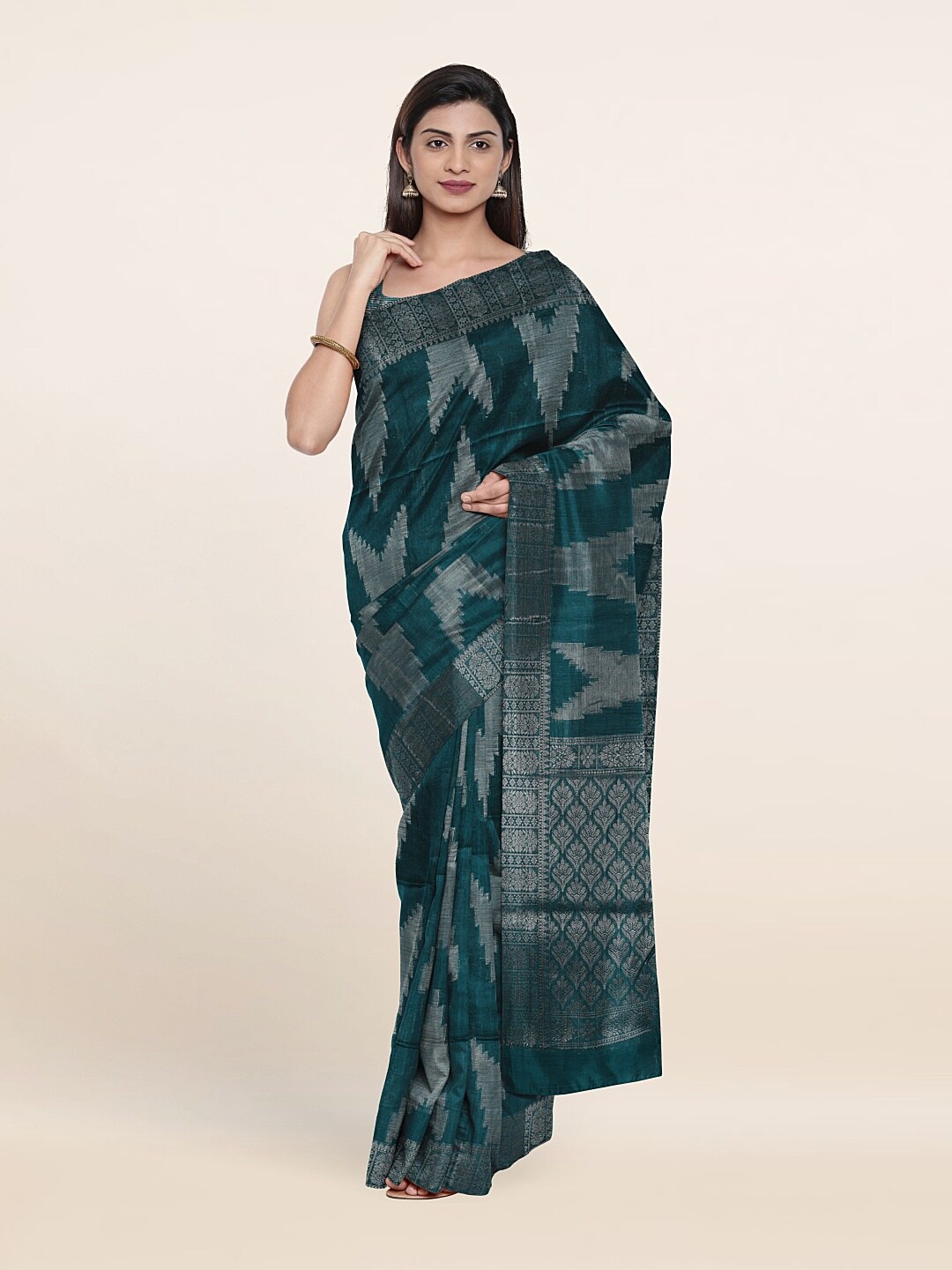 

Pothys Woven Design Zari Cotton Saree, Green