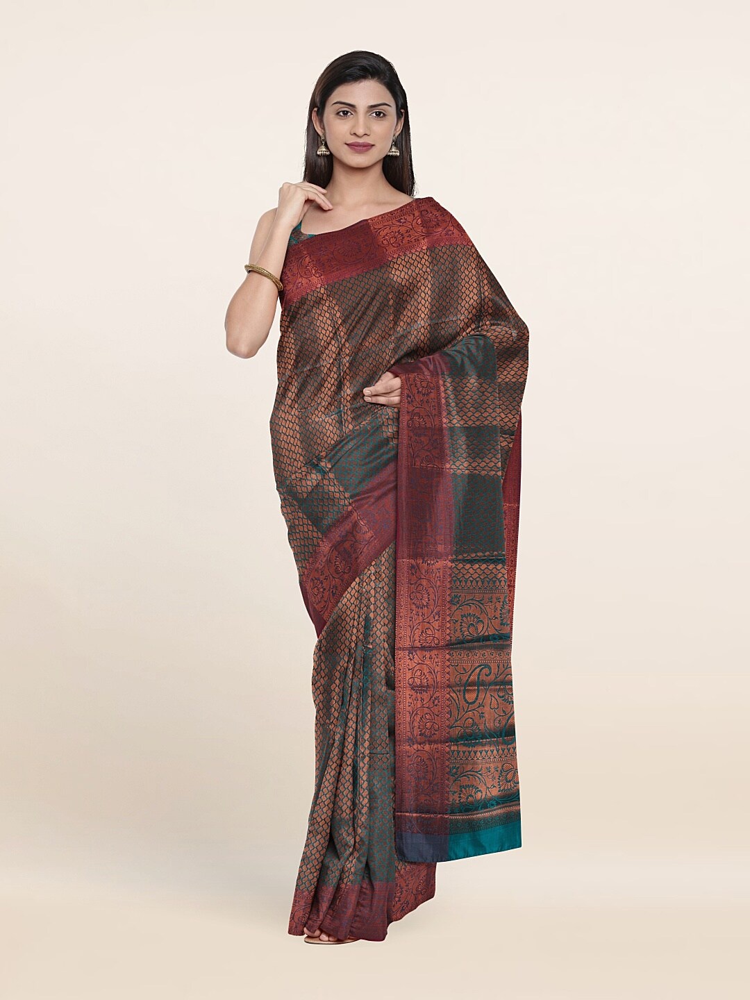

Pothys Printed Woven Design Zari Art Silk Saree, Green