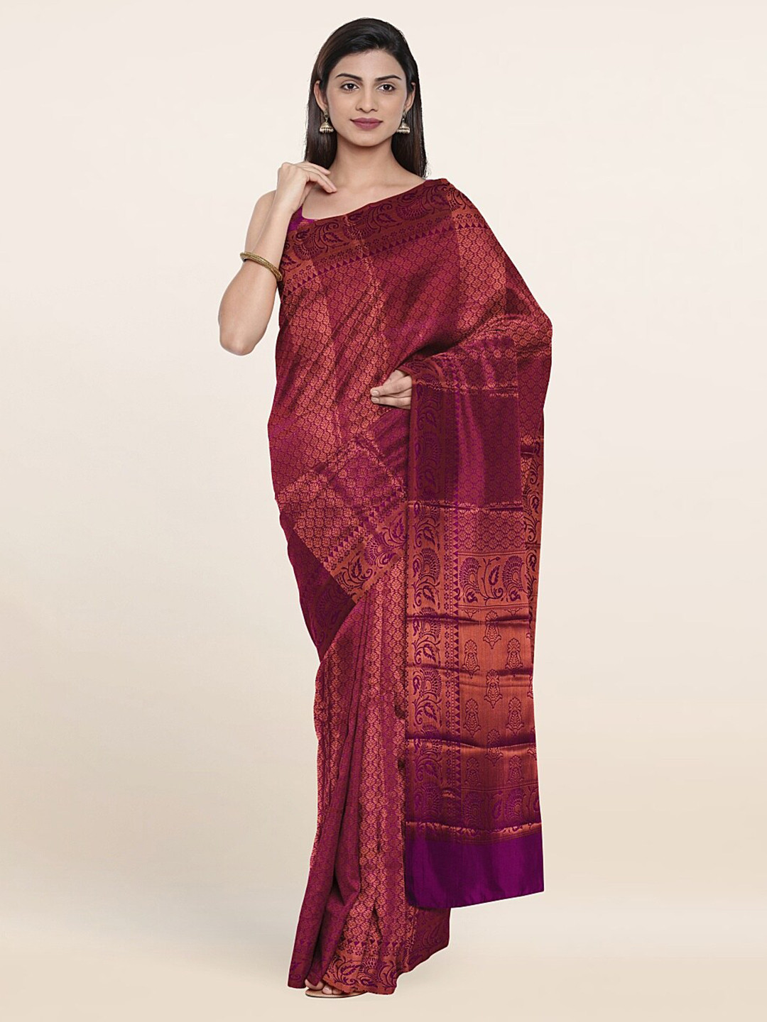 

Pothys Printed Woven Design Zari Art Silk Saree, Purple