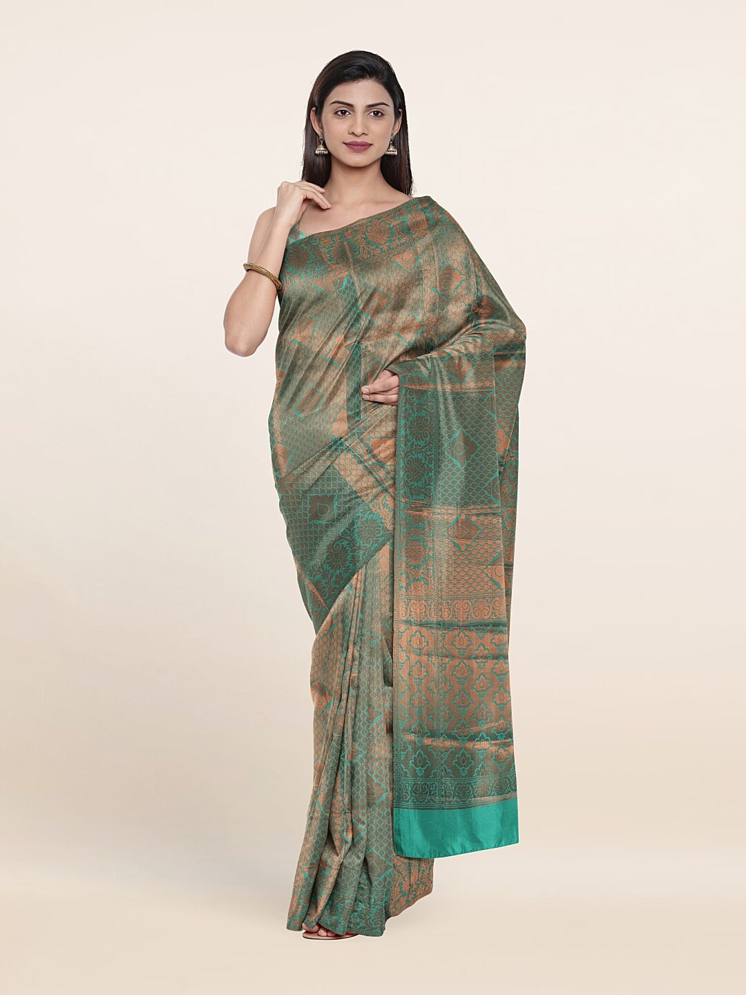 

Pothys Printed Woven Design Zari Art Silk Saree, Green