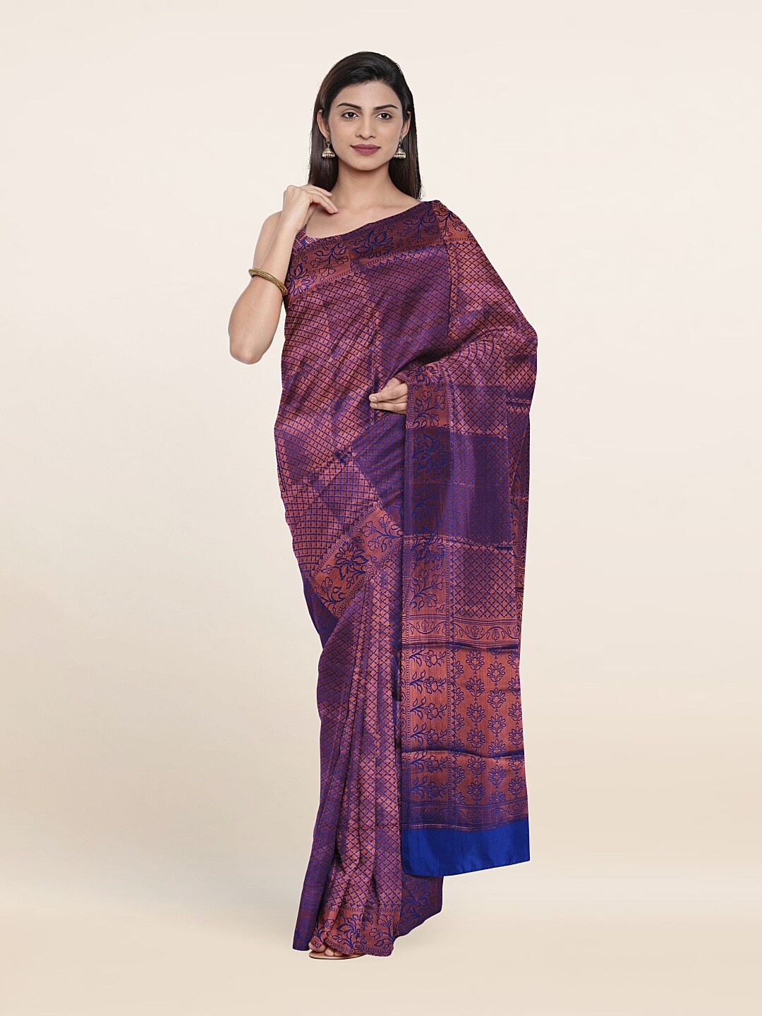 

Pothys Printed Woven Design Zari Art Silk Saree, Blue