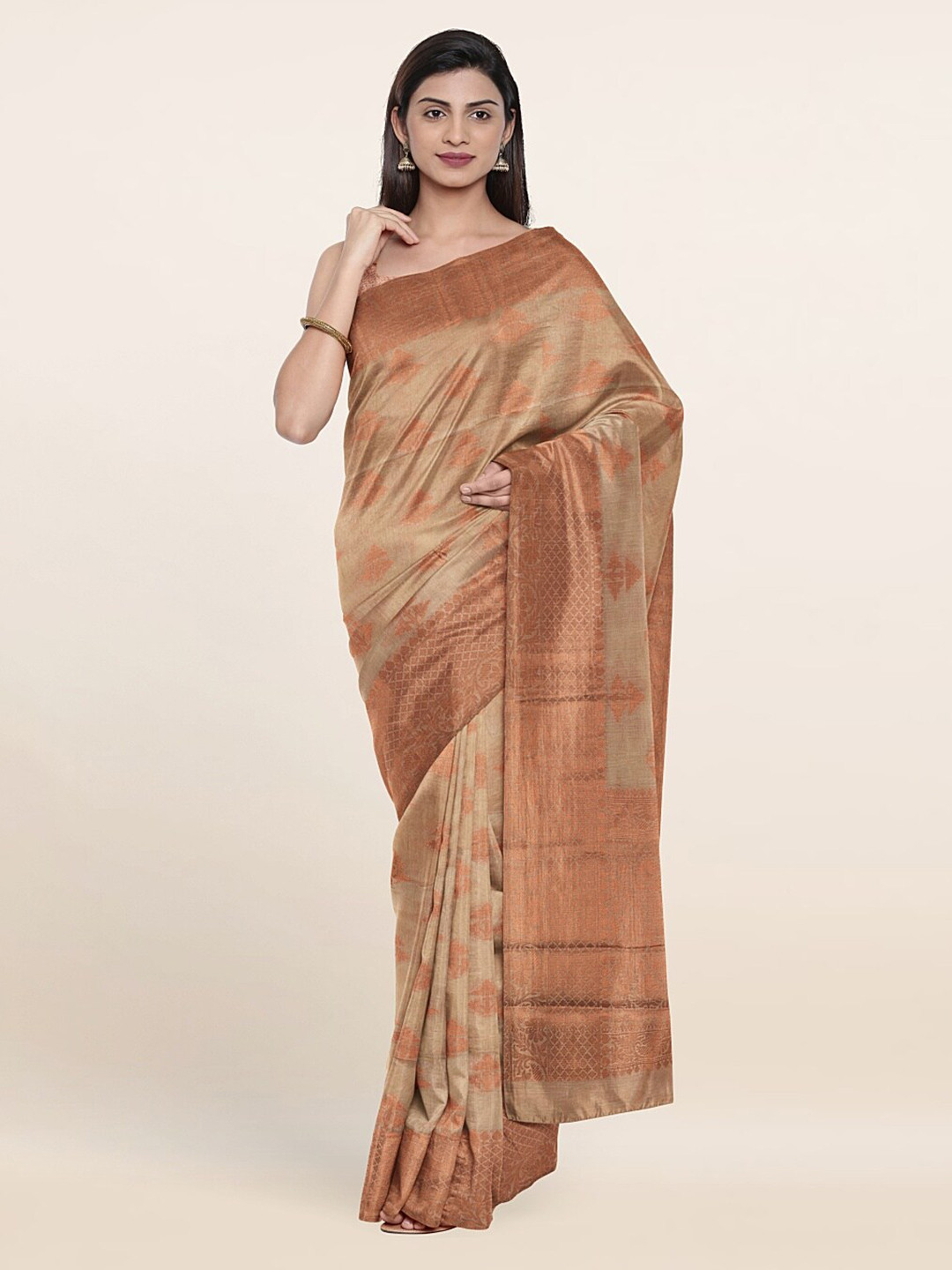 

Pothys Ethnic Motifs Zari Saree, Cream