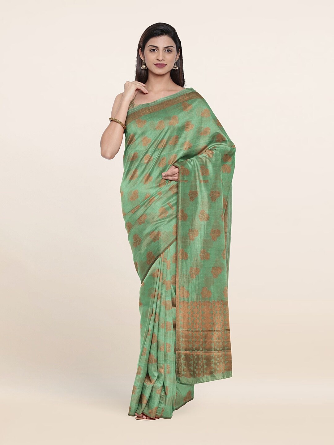 

Pothys Woven Design Zari Saree, Green