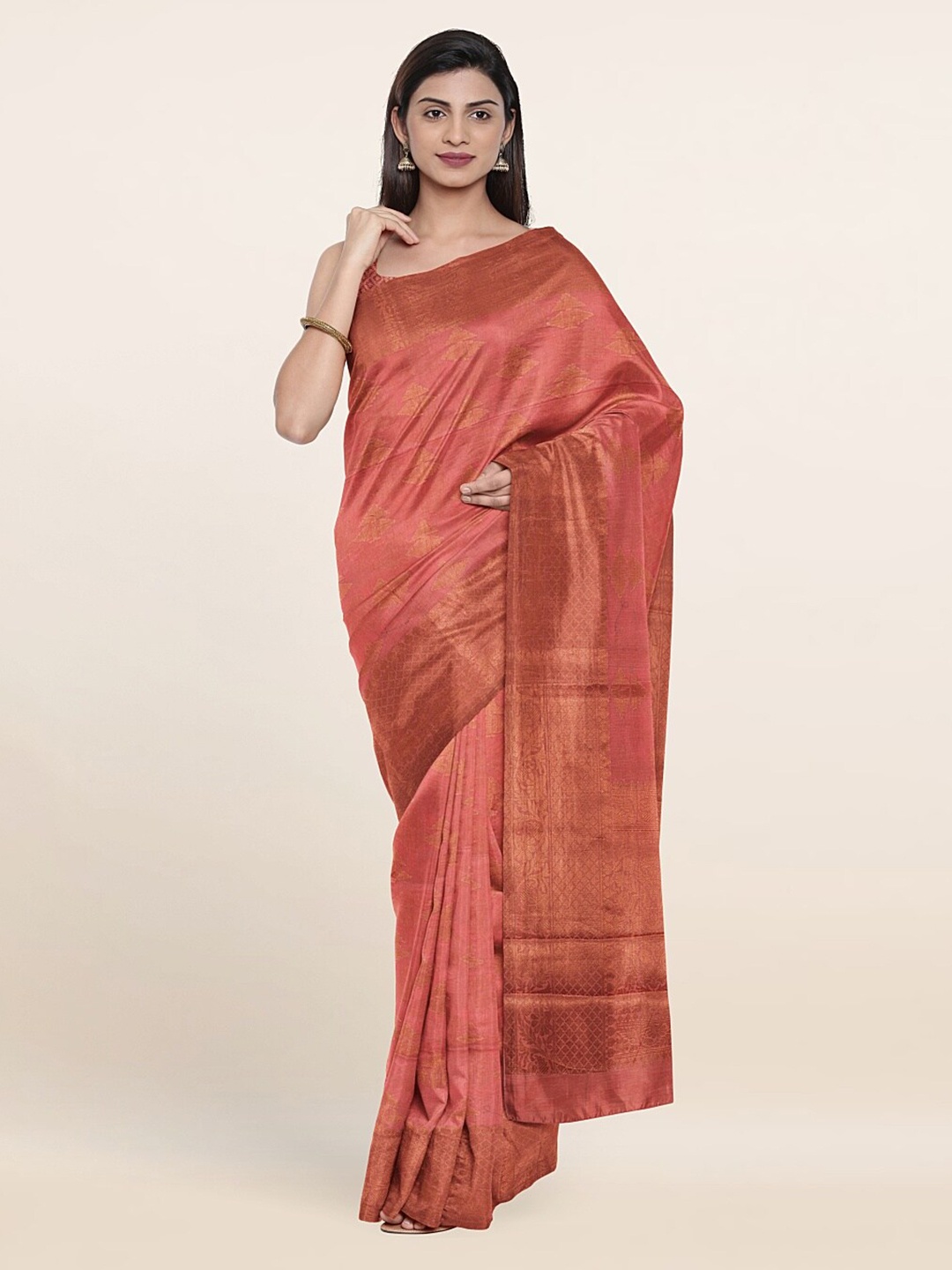 

Pothys Ethnic Motifs Zari Saree, Peach