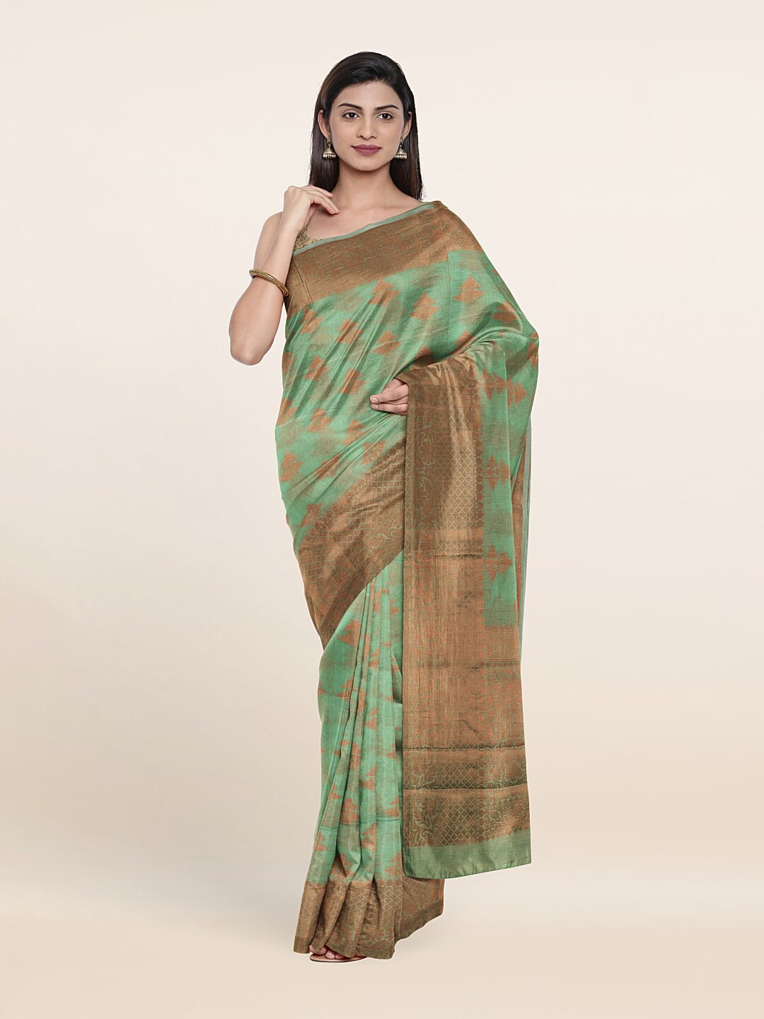 

Pothys Floral Zari Saree, Green