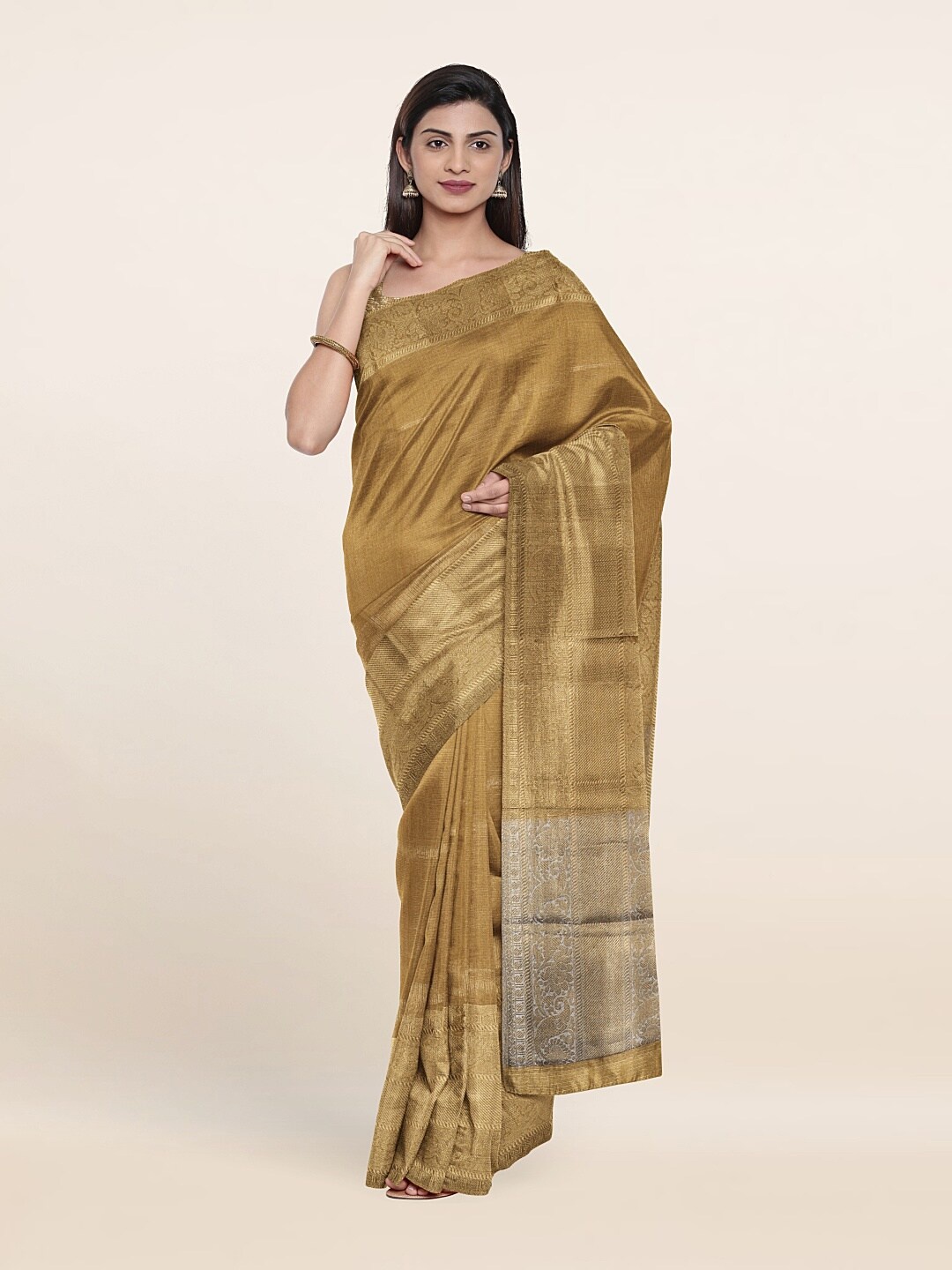 

Pothys Ethnic Motifs Zari Tissue Saree, Gold
