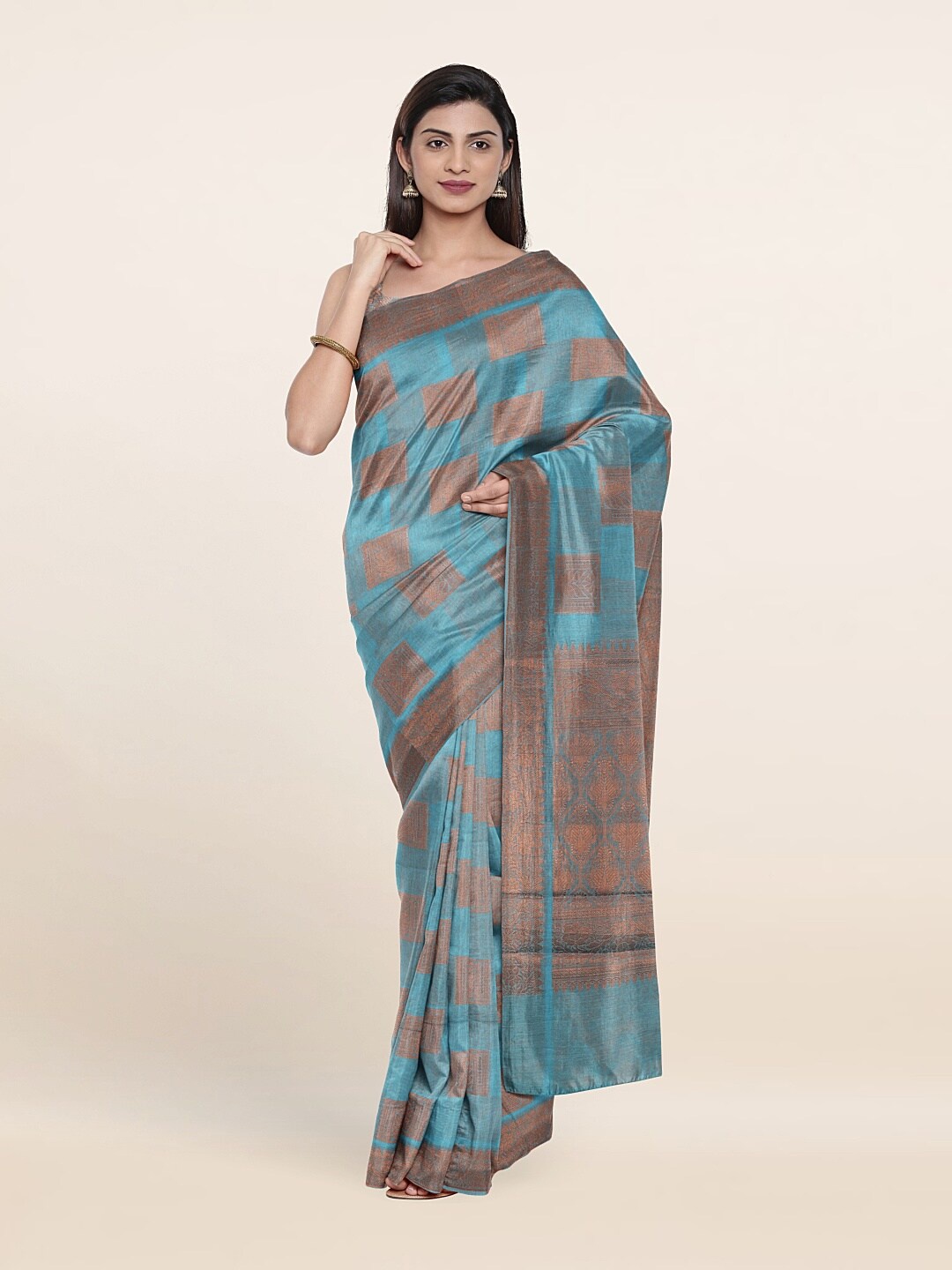 

Pothys Ethnic Motifs Zari Saree, Blue