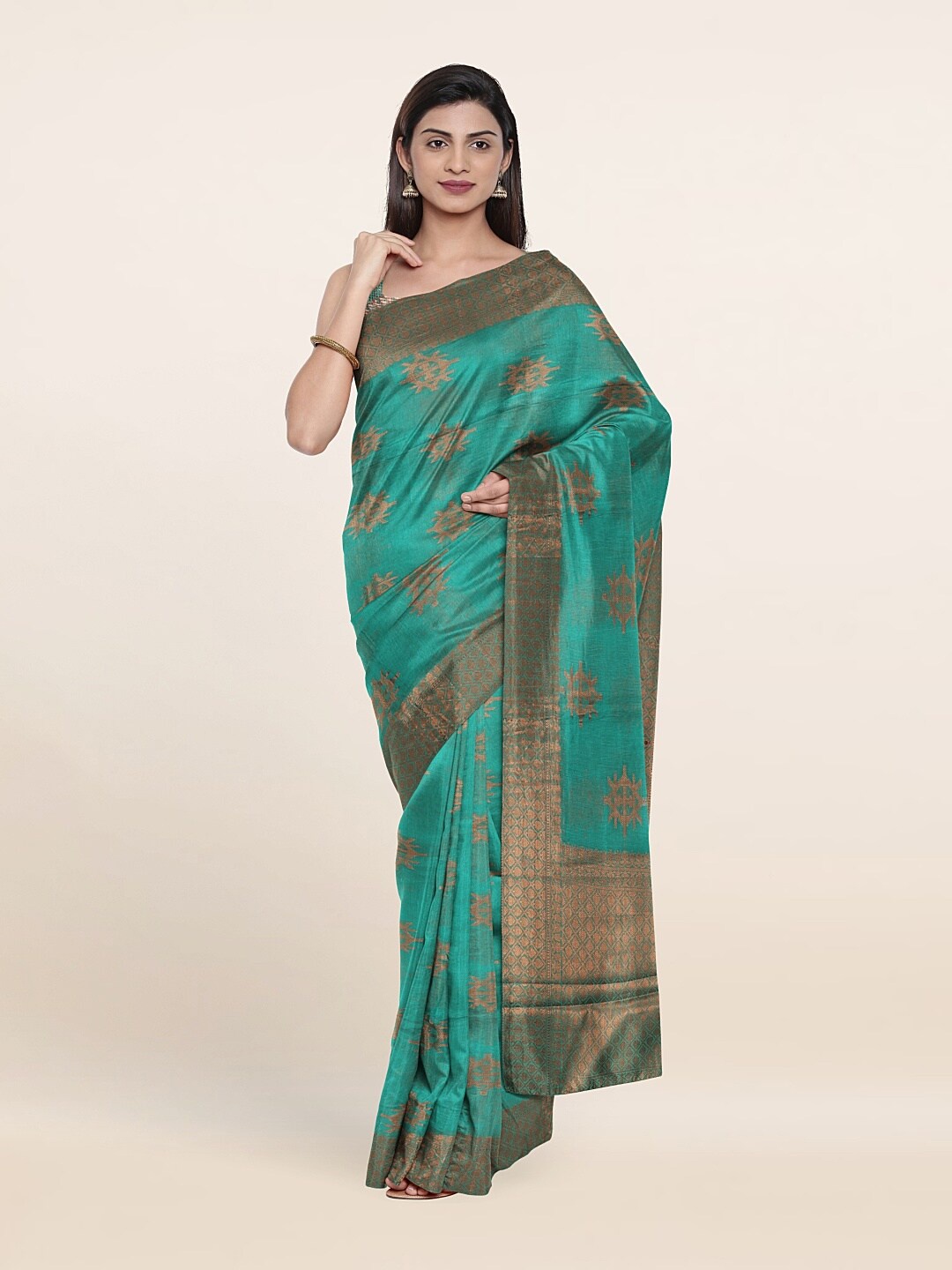 

Pothys Woven Design Zari Saree, Green