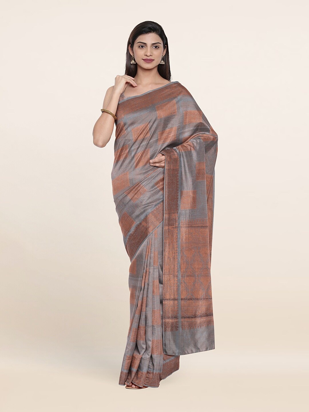 

Pothys Woven Design Zari Saree, Grey