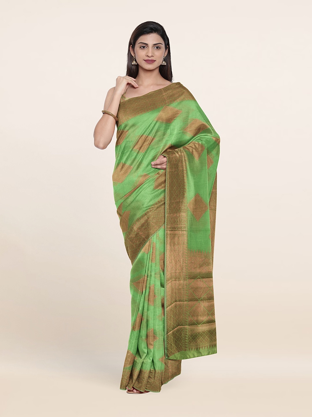 

Pothys Woven Design Zari Saree, Green