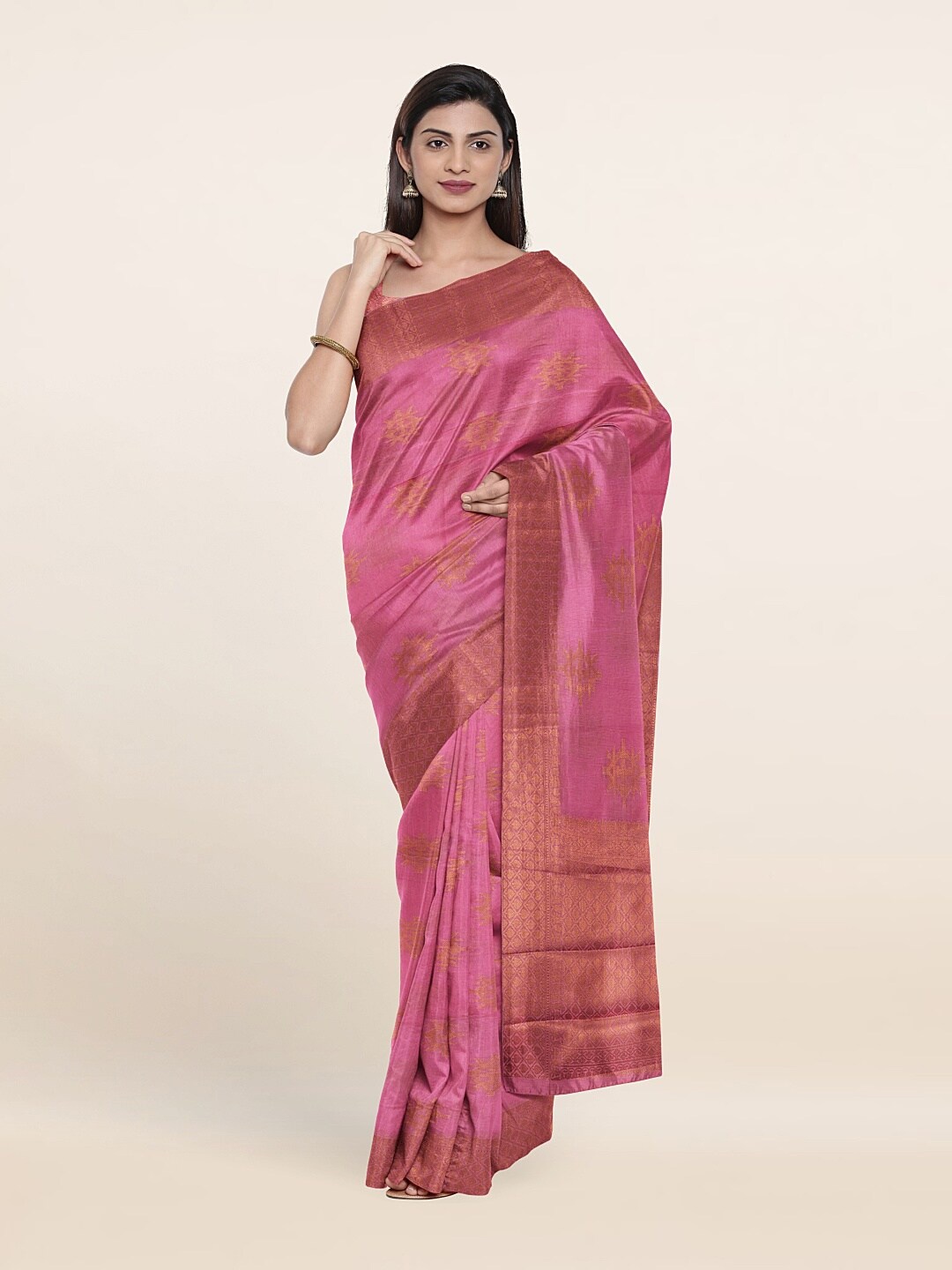 

Pothys Ethnic Motifs Zari Saree, Pink